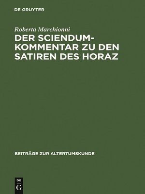 cover image of Der Sciendum-Kommentar zu den Satiren des Horaz